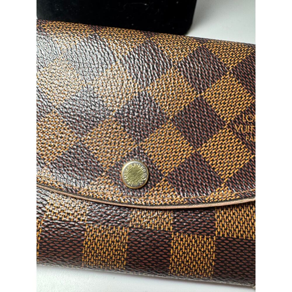 SOLD Louis Vuitton Damier Ebene Caissa Wallet w/Ballerine Pink Interior - Picture 15 of 16